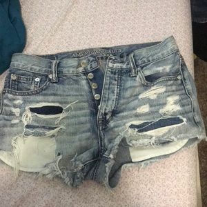 high waisted american eagle button up shorts